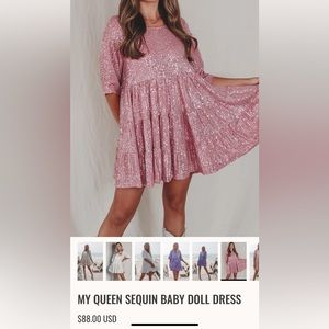 Pink Sequin Babydoll Dress